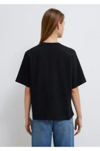 Mavi Embroidered Black Basic T-Shirt Loose Fit / Loose Fit -900 - Image 5