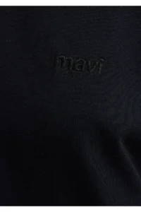 Mavi Embroidered Black Basic T-Shirt Loose Fit / Loose Fit -900 - Image 7