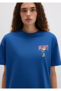 Mavi Cat Logo Printed Navy Blue T-Shirt Loose Fit -82625 - Image 6