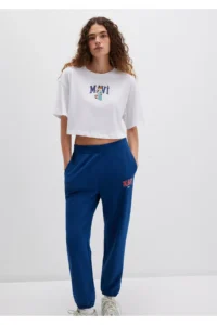 Mavi Cat Logo Printed White T-Shirt Crop / Short Cut -620 - Image 2