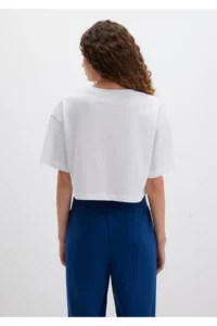 Mavi Cat Logo Printed White T-Shirt Crop / Short Cut -620 - Image 6