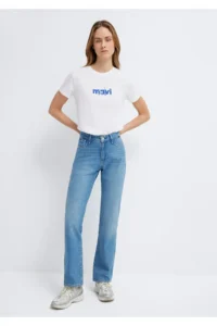 Mavi Cat Printed White T-Shirt Semi Slim Fit / Semi Slim Fit -620 - Image 2