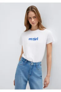 Mavi Cat Printed White T-Shirt Semi Slim Fit / Semi Slim Fit -620 - Image 3
