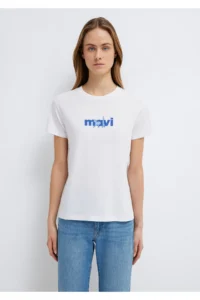 Mavi Cat Printed White T-Shirt Semi Slim Fit / Semi Slim Fit -620 - Image 4