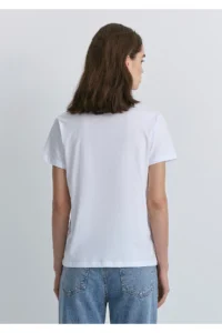Mavi Pile Printed White T-Shirt Regular Fit / Normal Cut -620 - Image 3