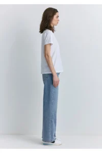 Mavi Pile Printed White T-Shirt Regular Fit / Normal Cut -620 - Image 4
