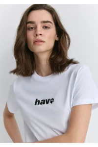 Mavi Pile Printed White T-Shirt Regular Fit / Normal Cut -620 - Image 5