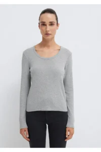 Mavi Long Sleeve Gray Basic T-Shirt Fitted -83096 - Image 3