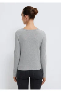 Mavi Long Sleeve Gray Basic T-Shirt Fitted -83096 - Image 5