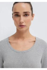 Mavi Long Sleeve Gray Basic T-Shirt Fitted -83096 - Image 6