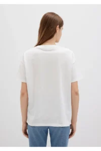 Mavi Printed Ecru T-Shirt Loose Fit -70057 - Image 4