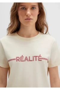 Mavi Reality Printed Ecru T-Shirt Regular Fit / Normal Cut -70072 - Image 5