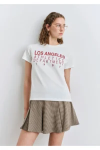 Mavi Los Angeles Printed Ecru T-Shirt Regular Fit / Normal Cut -70057 - Image 2