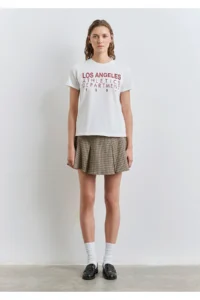 Mavi Los Angeles Printed Ecru T-Shirt Regular Fit / Normal Cut -70057 - Image 3