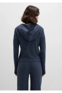 Mavi Zippered textured Navy Blue Sweatshirt -32184 - Image 5