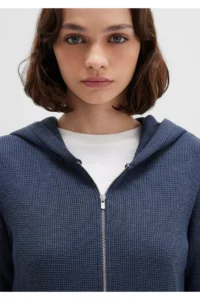 Mavi Zippered textured Navy Blue Sweatshirt -32184 - Image 6