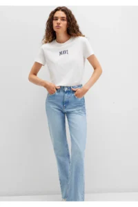 Mavi Logo Printed Ecru T-Shirt Regular Fit / Normal Cut -70057 - Image 2