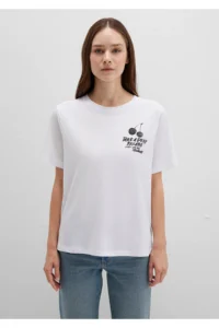 Mavi Printed White T-Shirt Regular Fit / Normal Cut -620 - Image 4
