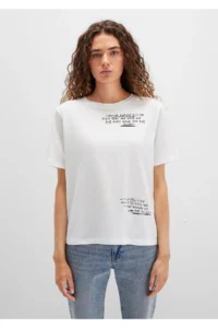 Mavi Printed White T-Shirt Regular Fit / Normal Cut -70057 - Image 3