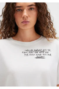 Mavi Printed White T-Shirt Regular Fit / Normal Cut -70057 - Image 5