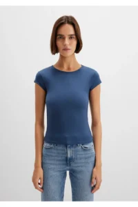 Mavi Navy Blue Polyamide T-Shirt Fitted -70718 - Image 3