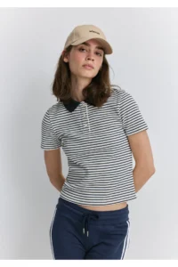 Mavi Black Striped Polo T-Shirt Fitted -86625
