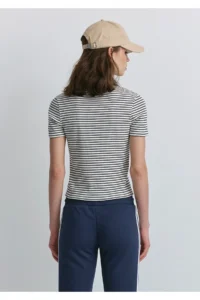 Mavi Black Striped Polo T-Shirt Fitted -86625 - Image 3