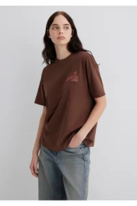 Mavi Printed Brown T-Shirt Loose Fit -70242