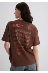 Mavi Printed Brown T-Shirt Loose Fit -70242 - Image 2