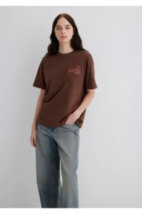 Mavi Printed Brown T-Shirt Loose Fit -70242 - Image 3