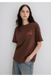 Mavi Printed Brown T-Shirt Loose Fit -70242 - Image 4