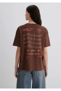 Mavi Printed Brown T-Shirt Loose Fit -70242 - Image 6