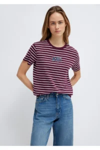 Mavi Logo Printed Claret Red T-Shirt Regular Fit / Normal Cut -87982