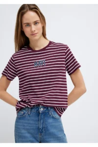 Mavi Logo Printed Claret Red T-Shirt Regular Fit / Normal Cut -87982 - Image 3