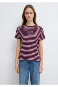 Mavi Logo Printed Claret Red T-Shirt Regular Fit / Normal Cut -87982 - Image 4