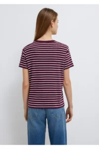 Mavi Logo Printed Claret Red T-Shirt Regular Fit / Normal Cut -87982 - Image 6