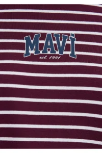 Mavi Logo Printed Claret Red T-Shirt Regular Fit / Normal Cut -87982 - Image 8