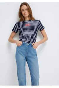 Mavi Logo Printed Navy Blue T-Shirt Regular Fit / Normal Cut -88030 - Image 2