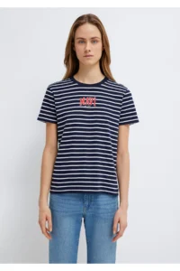 Mavi Logo Printed Navy Blue T-Shirt Regular Fit / Normal Cut -88030 - Image 3
