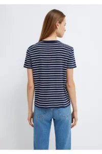 Mavi Logo Printed Navy Blue T-Shirt Regular Fit / Normal Cut -88030 - Image 5
