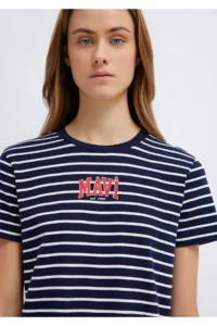Mavi Logo Printed Navy Blue T-Shirt Regular Fit / Normal Cut -88030 - Image 6