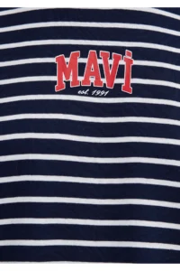 Mavi Logo Printed Navy Blue T-Shirt Regular Fit / Normal Cut -88030 - Image 7