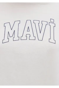Mavi Logo Printed Ecru T-Shirt Regular Fit / Normal Cut -70057 - Image 6