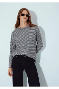 Mavi Crew Neck Striped T-Shirt Regular Fit / Normal Cut -85407 - Image 3