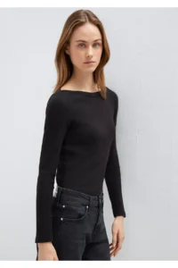 Mavi Long Sleeve Black Basic T-Shirt Slim Fit / Slim Fit -900 - Image 2