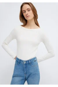 Mavi Long Sleeve Ecru Basic T-Shirt Slim Fit / Slim Fit -80194