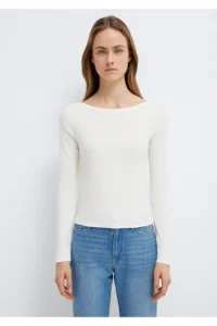 Mavi Long Sleeve Ecru Basic T-Shirt Slim Fit / Slim Fit -80194 - Image 3