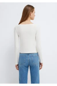 Mavi Long Sleeve Ecru Basic T-Shirt Slim Fit / Slim Fit -80194 - Image 5