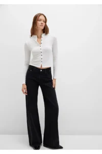 Mavi Button Detailed Ecru T-Shirt Fitted -70057 - Image 2