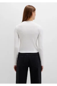 Mavi Button Detailed Ecru T-Shirt Fitted -70057 - Image 5